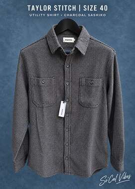 Taylor Stitch Utility Shirt Charcoal Sashiko 40 Medium NWT